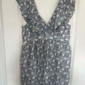 Anthropologie Blue and White Floral Mini Dress